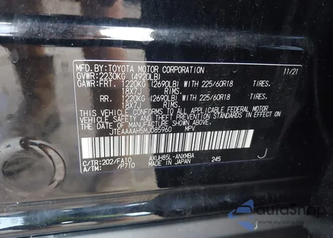 2021 Toyota Venza Le z USA, uszkodzony, nr VIN JTEAAAAH5MJ085960